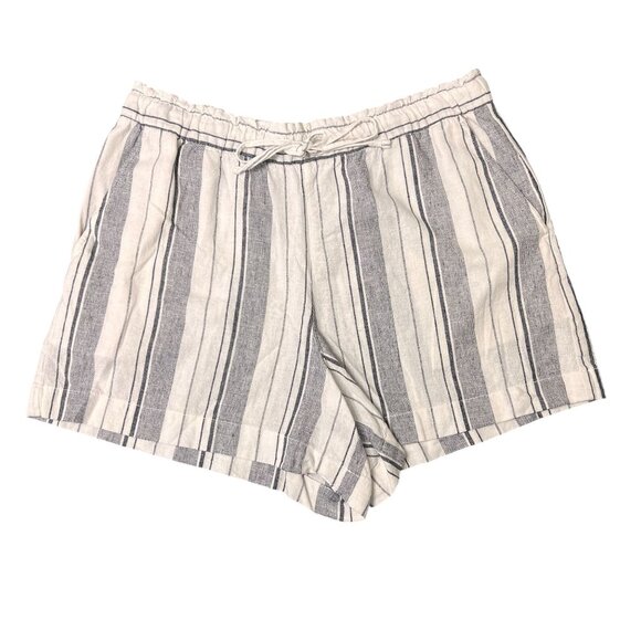 GAP 4" Pull On Striped Linen Blend Shorts With Pockets Drawstring Large - Picture 1 of 15